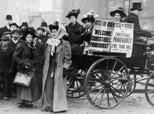 Christabel Pankhurst with a group of suffragettes, London, 1909. Artist: Unknown
