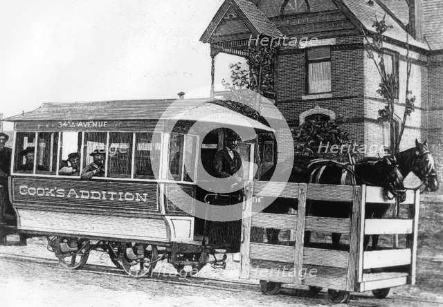 Horse-drawn tram, Denver, Colarado, USA, 1893. Artist: Unknown