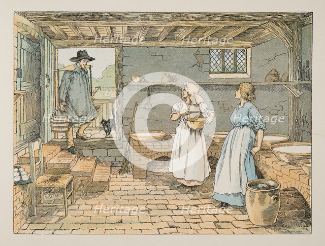 The Dairyman, from Four and Twenty Toilers, pub. 1900 (colour lithograph)