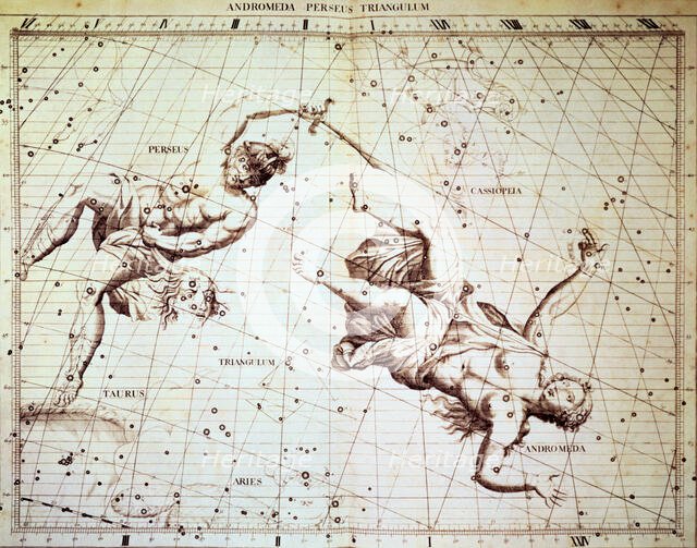 The star constellations Perseus and Andromeda, 1729. Creator: Sir James Thornhill.