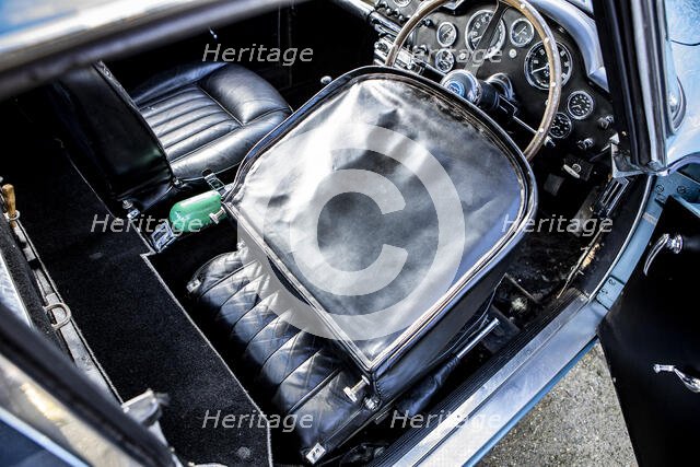 Folded down driver's seat of a 1961 Aston Martin DB4 GT SWB lightweight. Creator: Unknown.