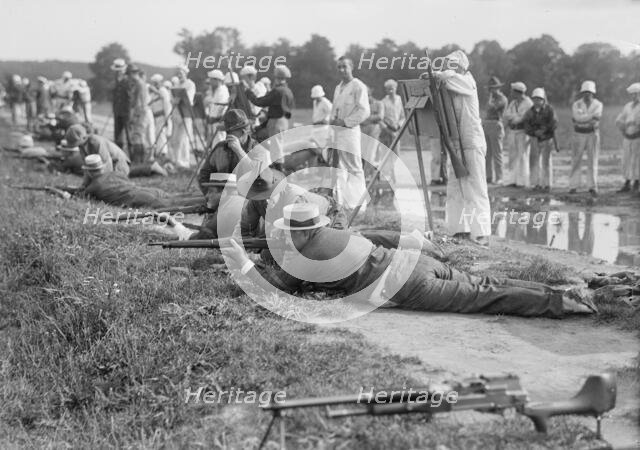 Marine Corps Rifle Range, F.D. Roosevelt And F.K. Lane, Firing, 1917. Creator: Harris & Ewing.
