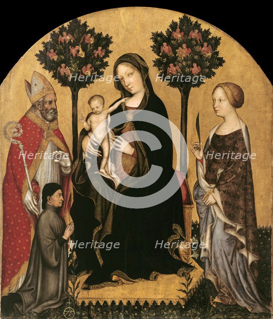 Mary Enthroned with the Child, Saints and a Donor. Artist: Gentile da Fabriano (ca 1370-1427)