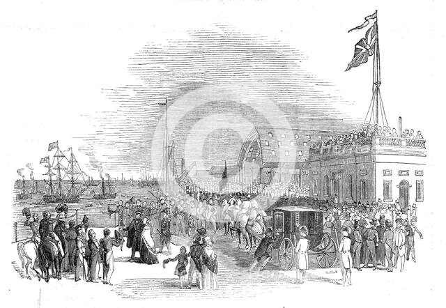 Woolwich Dock Landing Place, Her Majesty's Arrival, week ending Saturday, September 3, 1842. Creator: Stephen Sly.