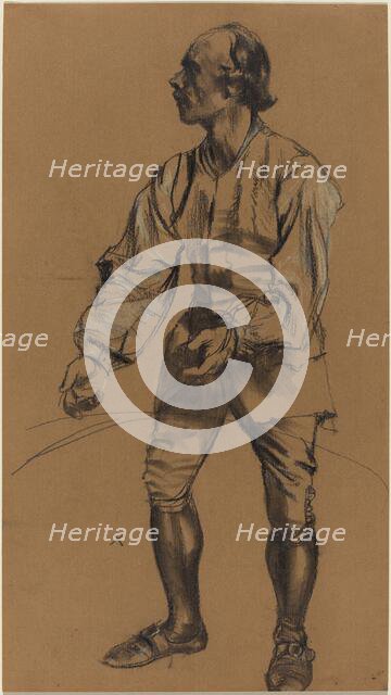 Richard Menzel Posing in Eighteenth-Century Costume, 1854. Creator: Adolph Menzel.