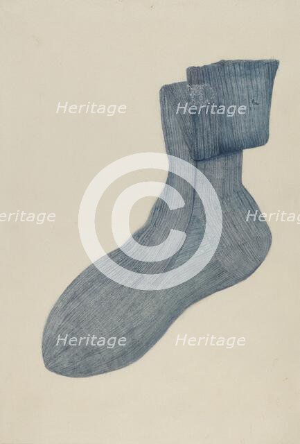 Shaker Man's Sock, c. 1936. Creator: Alice Stearns.