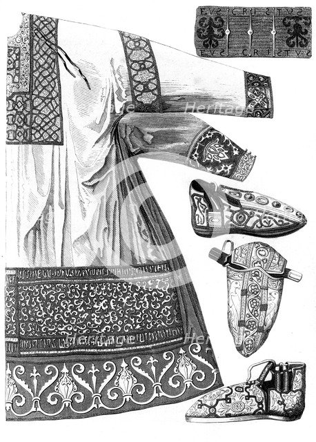 Royal garments of Charlemagne (742-814), 15th century (1849).Artist: A Bisson