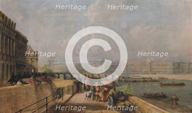 'The Pont des Arts and the Louvre from the Quai Conti', c1849. Artist: David Cox the elder.