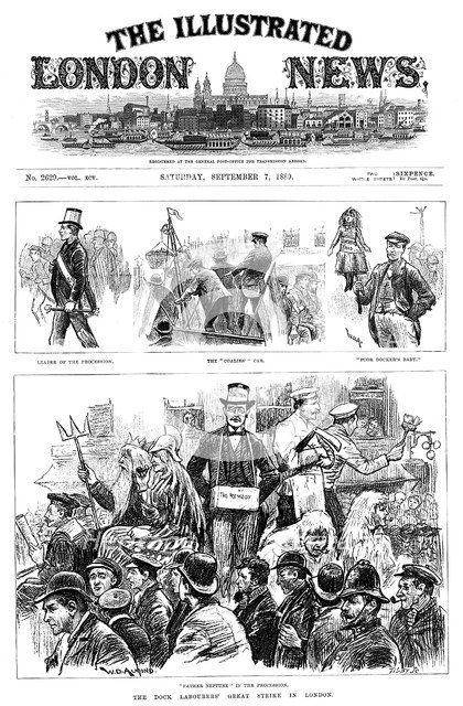 London dock labourers' strike, 1889. Artist: Unknown