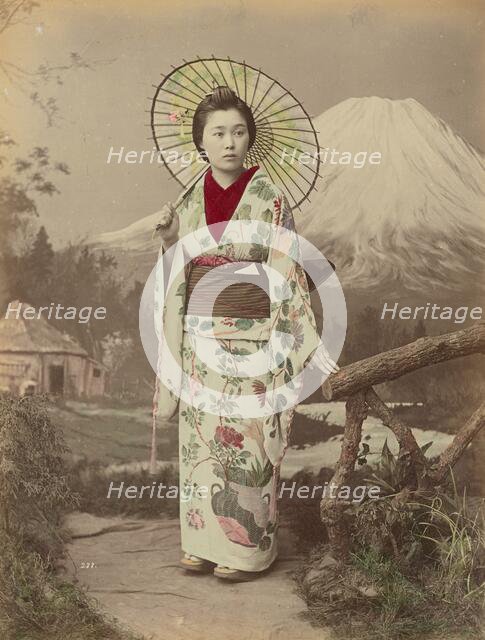 Woman with Parasol, 1880s-1890s. Creator: Kusakabe Kimbei.