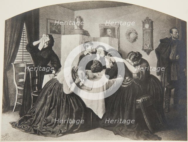 "Mourning News", from the series "Polonia" by Artur Grottger, 19th century, (1905-1911).  Creator: Jan Czernecki.