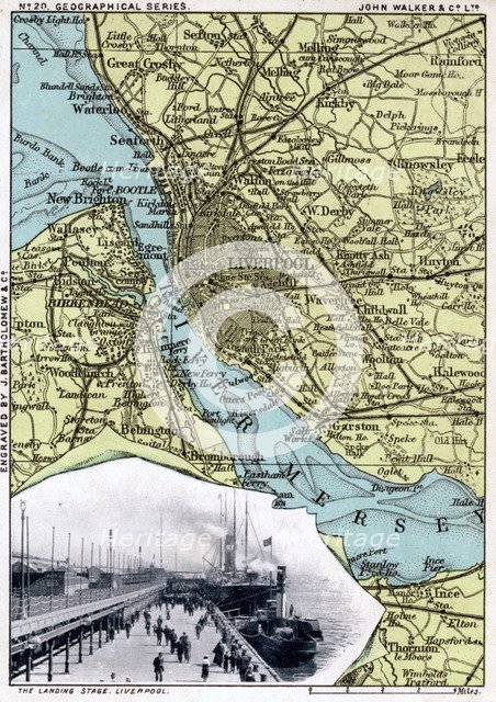 Map of Liverpool, Merseyside, 1903.Artist: John Walker