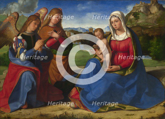 The Virgin and Child adored by Two Angels, c. 1505. Artist: Previtali, Andrea (ca 1480-1528)