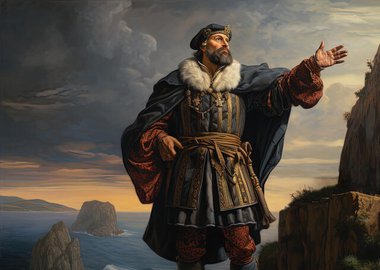 Thumbnail image of AI IMAGE - Portrait of Vasco da Gama, late 15th-early 16th century, (2023). Creator: Heritage Images.