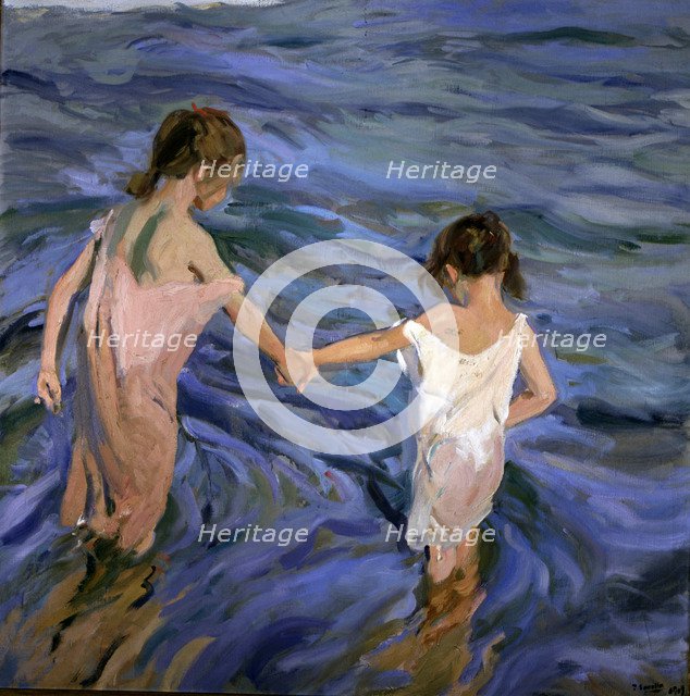  'Kids at Sea', Oil, 1909 Joaquin Sorolla.