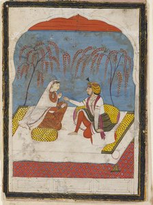 A Raja offering a bracelet to a lady, 19th century. Artist: Unknown.