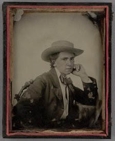 Portrait of a Seated Man Wearing a Stetson Hat, about 1860. Creator: Unknown.