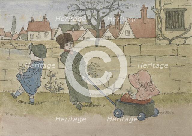 Children playing, 1879. Creator: Catherine Greenaway.