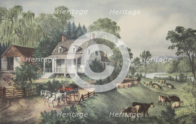 American Homestead -  Summer, pub. 1868,  Currier & Ives (Colour Lithograph)