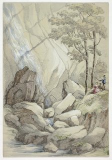 Powerscourt Waterfall, August 1843. Creator: Elizabeth Murray.