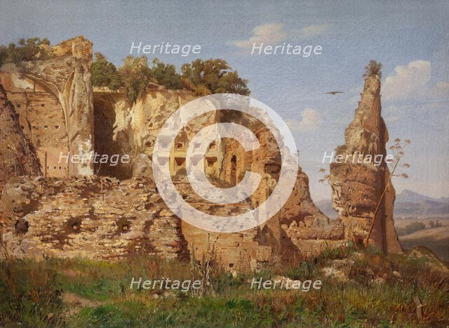 Landscape from Rome, Villa dei Quintili near Via Appia, 1870. Creator: Harald Jerichau.