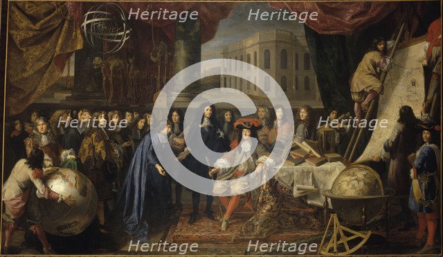 Colbert Presenting the Members of the Royal Academy of Sciences to Louis XIV in 1667, c. 1680.