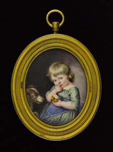 Portrait of a little girl with a dog, between 1790 and 1800. Creator: Thomas Peat.