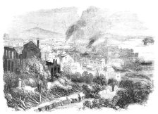 Canton and Part of the Suburbs, sketched during the Conflagration in the City, 1857. Creator: Unknown.