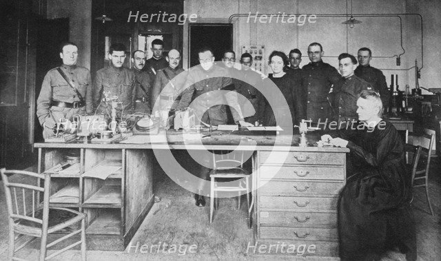 Marie Curie, Polish-born French physicist, at the Institute of Radium, Paris, 1919. Artist: Unknown