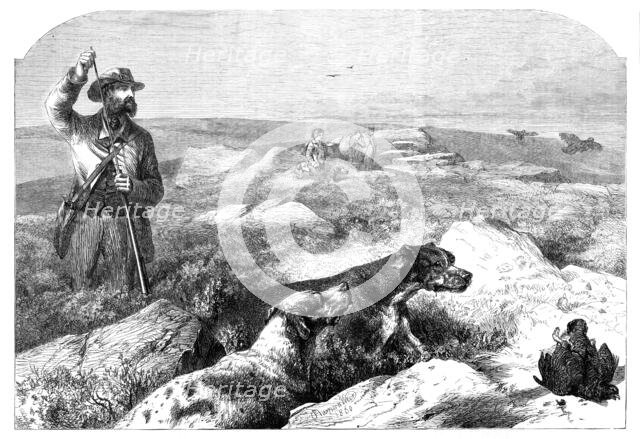 Grouse-shooting - from a drawing by Harrison Weir, 1860. Creator: Unknown.