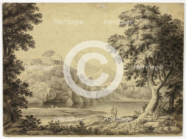 Italianate Landscape with Lake and Castle on Cliffs, n.d. Creator: Harriette Anne Seymour.