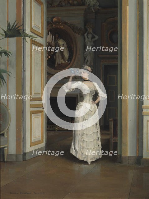 Woman with a Bird at the Chateau de Maisons-Laffitte, 1882. Creator: Gunnar Berndtson.
