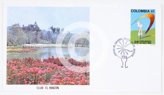 First day cover for World Cup Golf championship, Colombia, 1980. Artist: Unknown