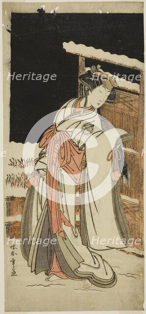 The Actor Segawa Kikunojo III as Lady Shizuka (Shizkua Gozen) Disguised as Tamazusa in..., c. 1777. Creator: Shunsho.