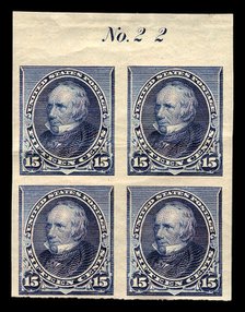 15c Henry Clay proof plate block of four, February 22, 1890. Creator: American Bank Note Company.