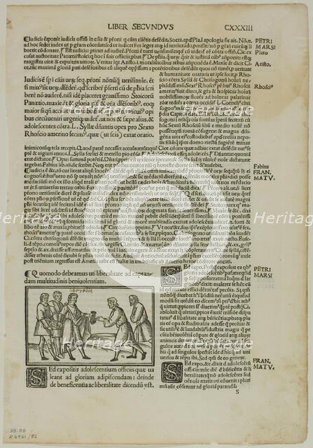 Quomodo debeamus uti liberalitate ad captandam multitudinis beniuolentiam (How We...1937. Creators: Unknown, Max Geisberg, Marcus Tullius Cicero.