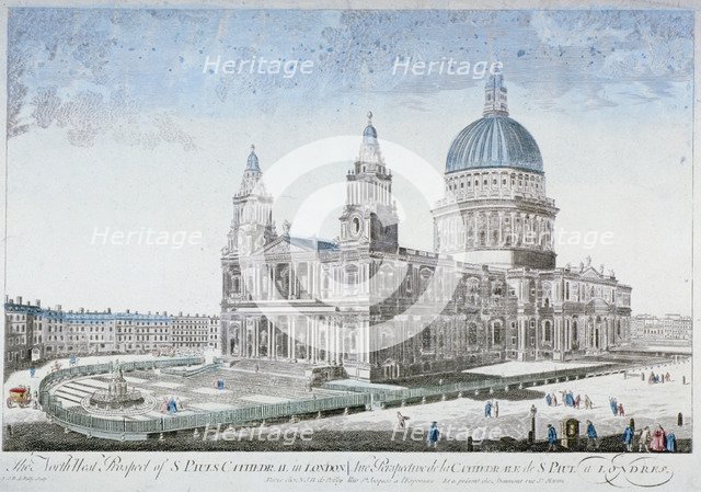 St Paul's Cathedral, City of London, 1755. Artist: NJB de Poilly