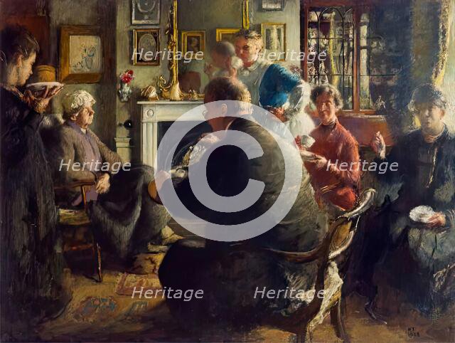 Mrs Raynes' Tea Party, 1928. Creator: Henry Tonks.