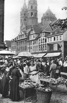 The market place at Worms Cathedral, Worms, Germany, 1922.Artist: Donald McLeish