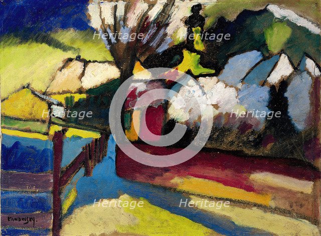 Autumn landscape with a tree (Herbstlandschaft mit Baum), 1910. Artist: Kandinsky, Wassily Vasilyevich (1866-1944)