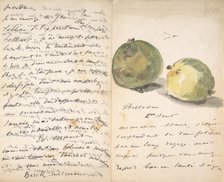 A Letter to Eugène Maus, Decorated with Two Apples, August 2, 1880. Creator: Edouard Manet.