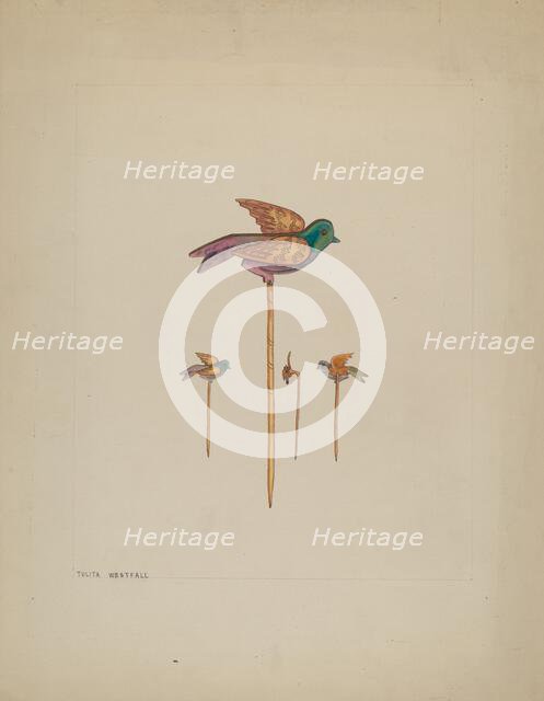 Bird Stick Pin, c. 1937. Creator: Tulita Westfall.