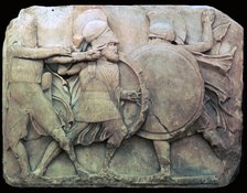 Greek relief of Hoplites in battle. Artist: Unknown