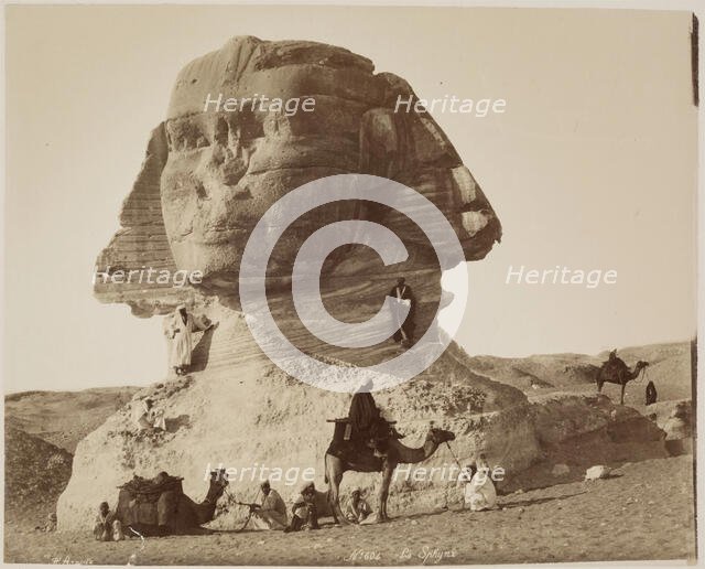 The Sphinx at Giza before Excavation, before 1886. Creator: Hippolyte Arnoux.