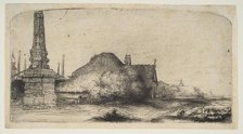 Cottage and Boundary Post on the Spaarndammerdijk ('L'Obelisque'), ca. 1650. Creator: Rembrandt Harmensz van Rijn.