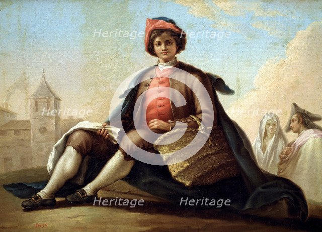 The boy with a basket', oil.