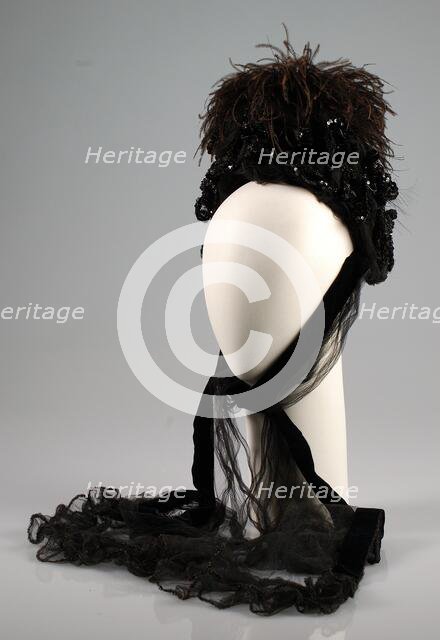 Evening bonnet, French, ca. 1890. Creator: Camille.