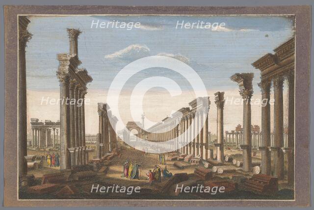 View of the ruin of the arch of the colonnade at Palmyra, seen from the west side
, 1745-1794. Creator: Anon.