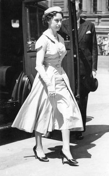 Princess Margaret arriving at Westminster Abbey, coronation rehearsal, London, 1953. Artist: Unknown