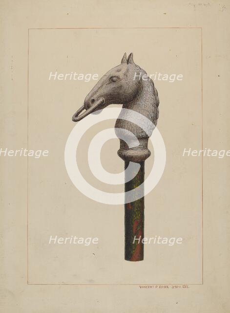Horse Head Hitching Post, 1935/1942. Creator: Vincent P. Rosel.